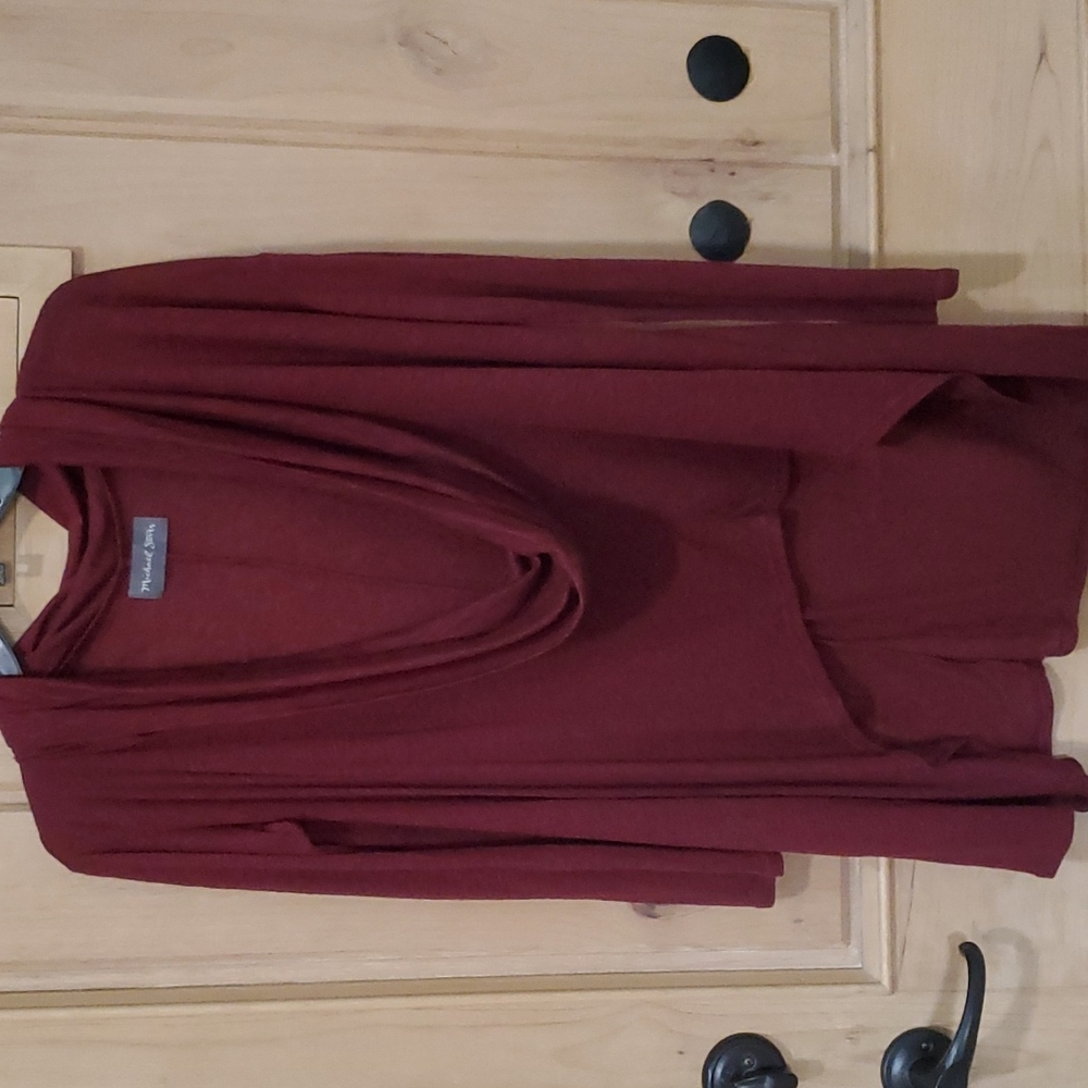 Michael stars long sleeve top in burgundy